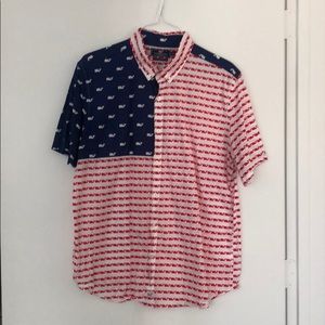 Vineyard Vines Red and Blue Whale Print Shirt